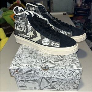 Converse X Pleasures Pro Leather Mid Black/White/Egret Size 12 Men’s 165602C